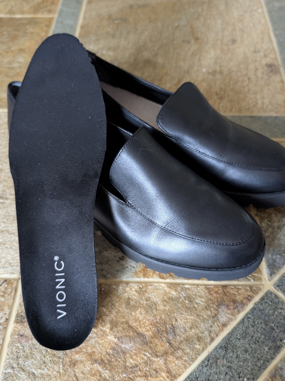 Vionic Kensley Women's Black Leather Shoes Sz 9